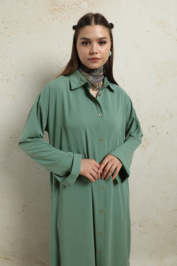 Duble Kol Salaş Gömlek Mint - 5