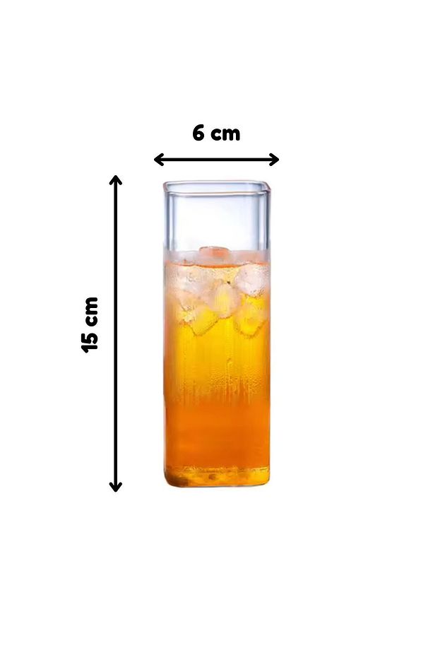 Yeni Stil Kare Cam Latte,Kahve,Meşrubat,smoothie Bardağı 450 ML 3 Adet - 3