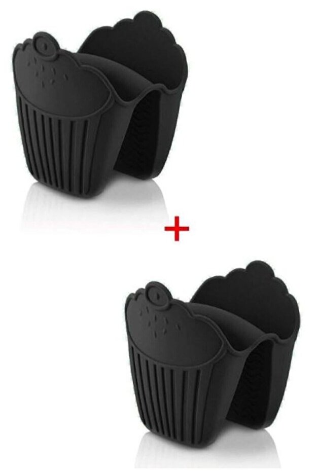 2 Pieces Silicone Fireproof Oven Gloves, Holder, Microwave Handle, Handle, Pull, Quak Vak Black Hh