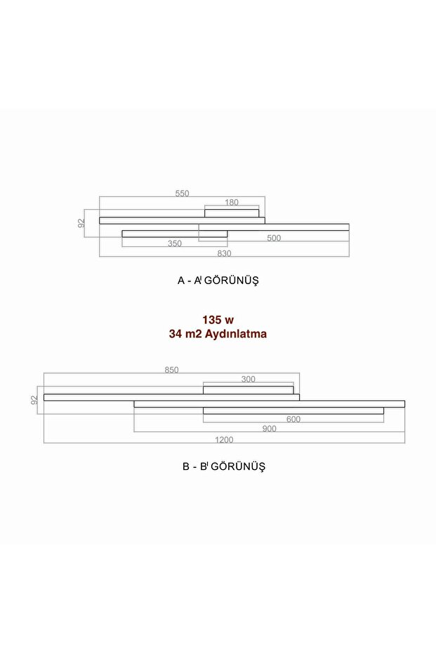 Tavan Led Avize Oblong Max Plafonyer 120x83cm - 8
