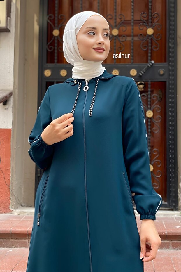 Mısra Leopard Patterned Ferace Emerald Green - 6