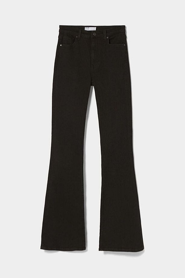 Emilia Flare Jeans Ispanyol Kot Yüksek Bel Solmaz Siyah Ispanyol Kot Pantolon ( Likralı ) - 6