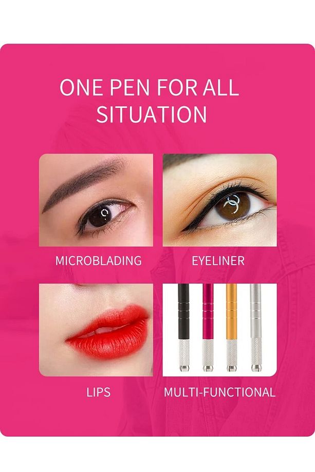 P.c.d Microblading 10 Adet 12 Pin iğne ve Kalem Kalıcı Makyaj Kaş Dövme Mikroblading Iğnesi Seti - 5
