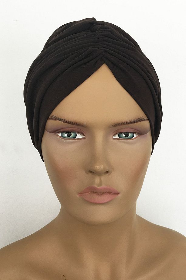 Bone Dolgulu Drape Dış Bone Hazır Türban Kahve Kadın Tesettür Bone Astarlı Hijab - 1
