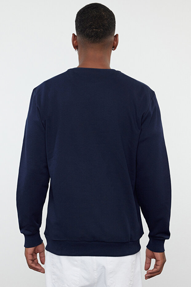 Lacivert Regular/Normal Kesim İçi Polar/Sıcak Tutan Sweatshirt TMNAW21SW1208 - 7