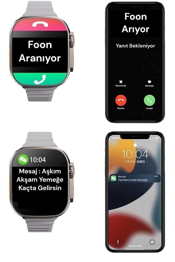 Watch 8 Akıllı Saat T800 Çift Kordonlu Ultra Akıllı Saat Ios Ve Andorid Uyumlu Smartwatch - 2