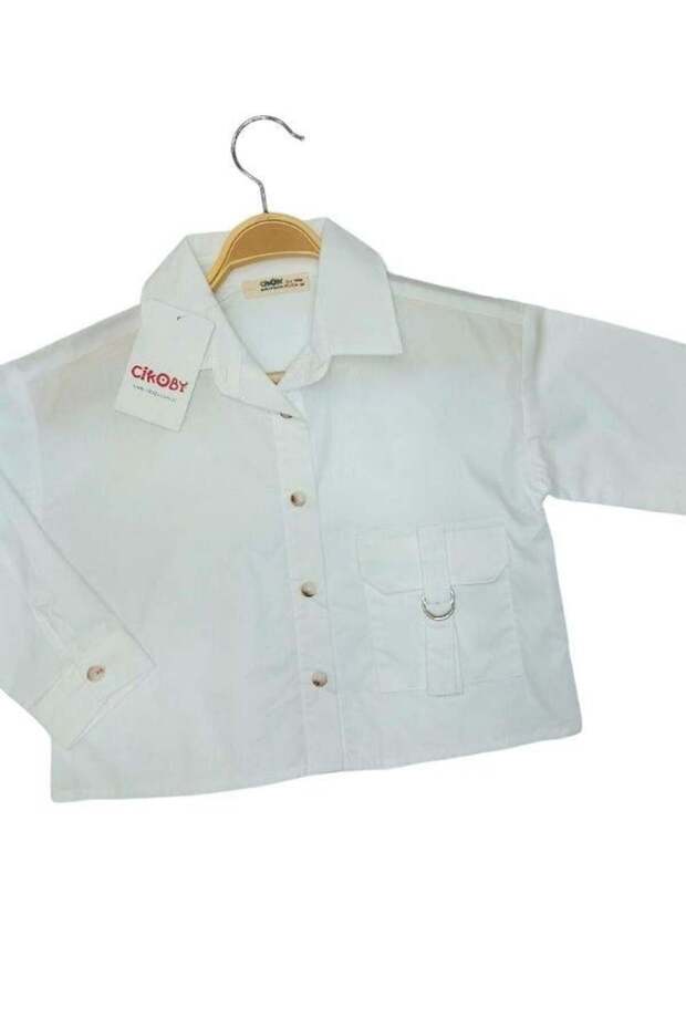 Devojčina košulja u boji krem Tkano - 2