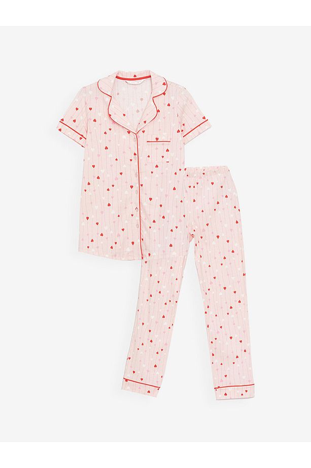 Gömlek Yaka Desenli Kısa Kollu Hamile Pijama Takımı - 6