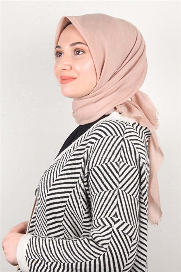 Bambu Kraşlı Eşarp 3081-29 Koyu Bej - 1