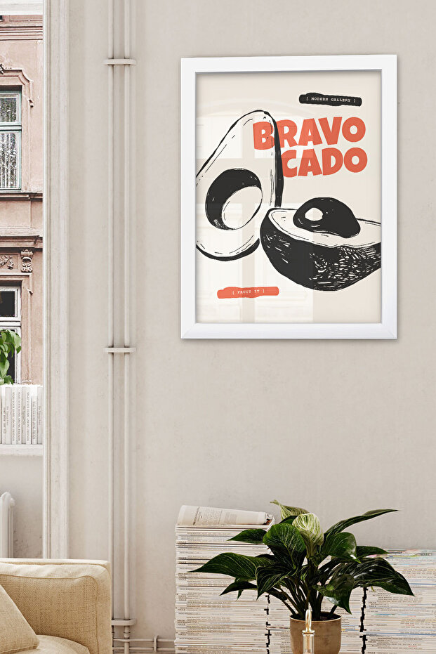Bravo Cado Avocado - Natural Wooden Framed Fruits Poster, Natural Frame Color - 8