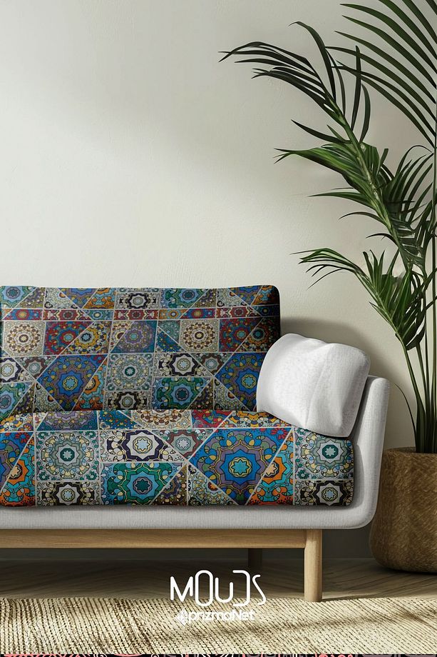 Mosque Tiles 3 Desenli Dijital Baskılı Kumaş Süetimsi Doku En 155cm Kms-18 - 2