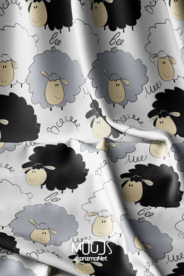 نسيج من جلد الغزال منقوش على شكل خروف دوللي - 155 سم Kms-70 - 1