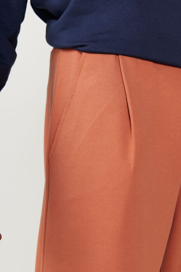 Erkek Açık Kahve Oversize Bol Kesim Desenli Pantolon - 4