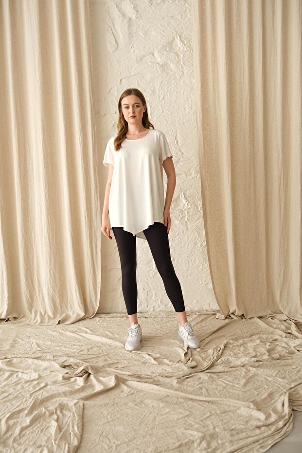 Asymmetric Long T-Shirt Single Piece - White
