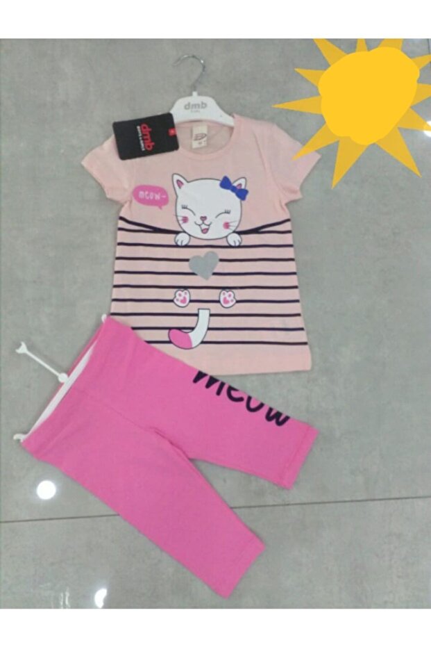 Girl's Cat Leggings Set Powder Pink
