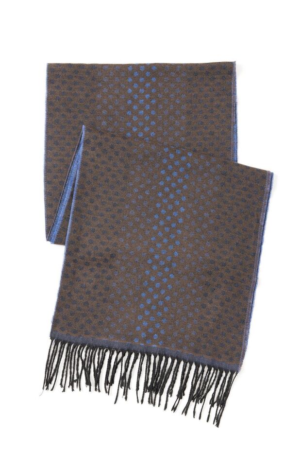 Men's Brown-dark blue Patterned Scarf