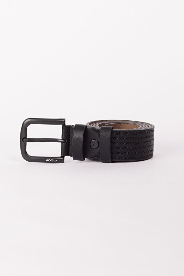 Men's Black Casual Faux Leather Jean Jeans Belt