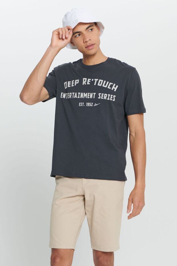 Men's Black Comfort Fit Relaxed Fit 100% Cotton Soft Texture Printed Crew Neck T-Shirt