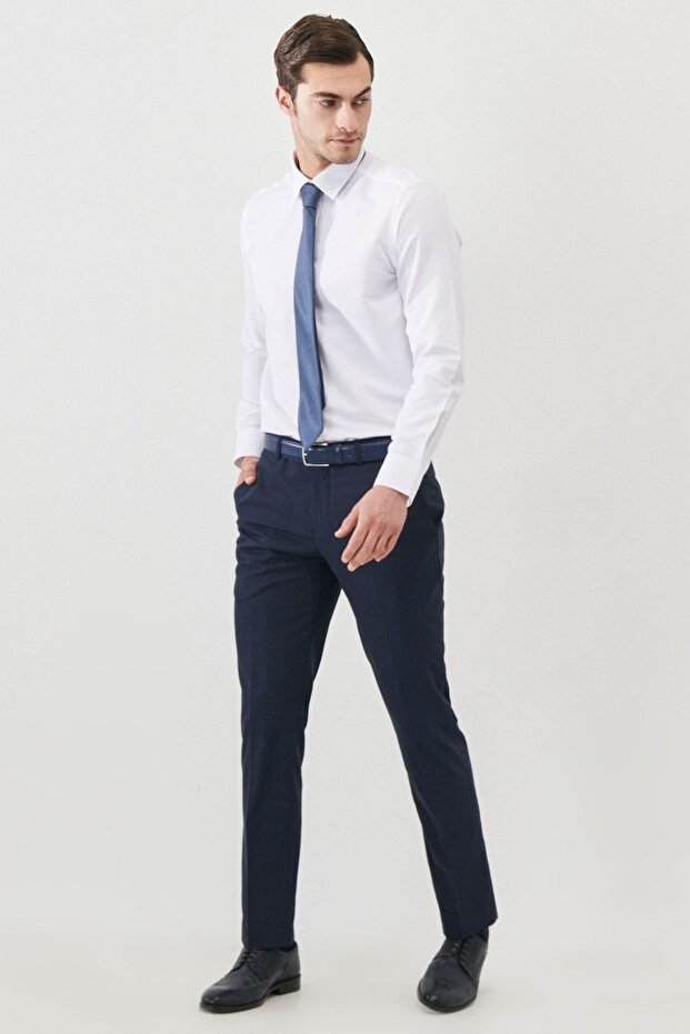 Erkek Lacivert Regular Fit Normal Kesim Mono Yaka Su Ve Leke Tutmayan Nano Takım Elbise - 8