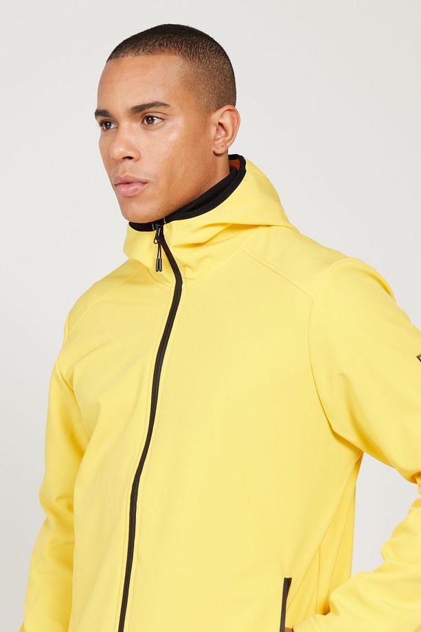 Erkek Sarı Standart Fit Normal Kesim Dik Yaka Softshell Mont - 7