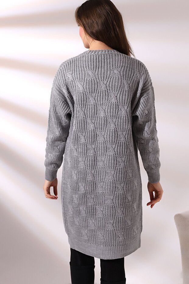 Kadın Uzun Triko Hırka - 6