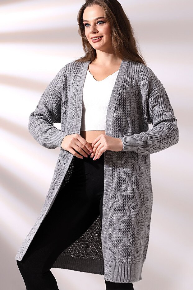 Kadın Uzun Triko Hırka - 4