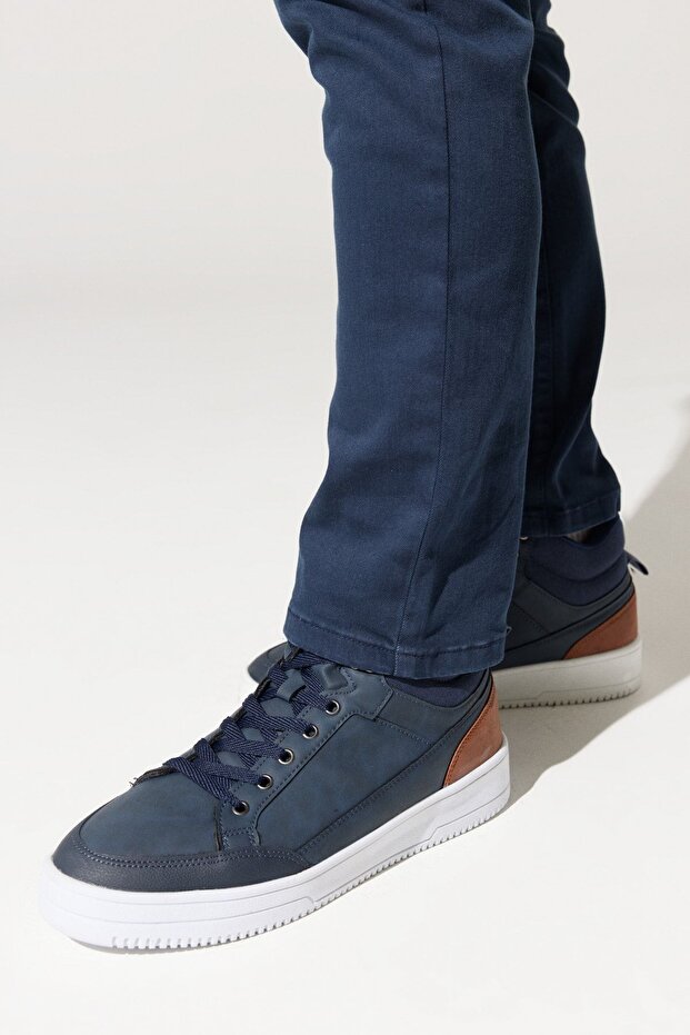 Erkek Lacivert-beyaz Kışlık Rahat Taban Spor Sneaker - 2