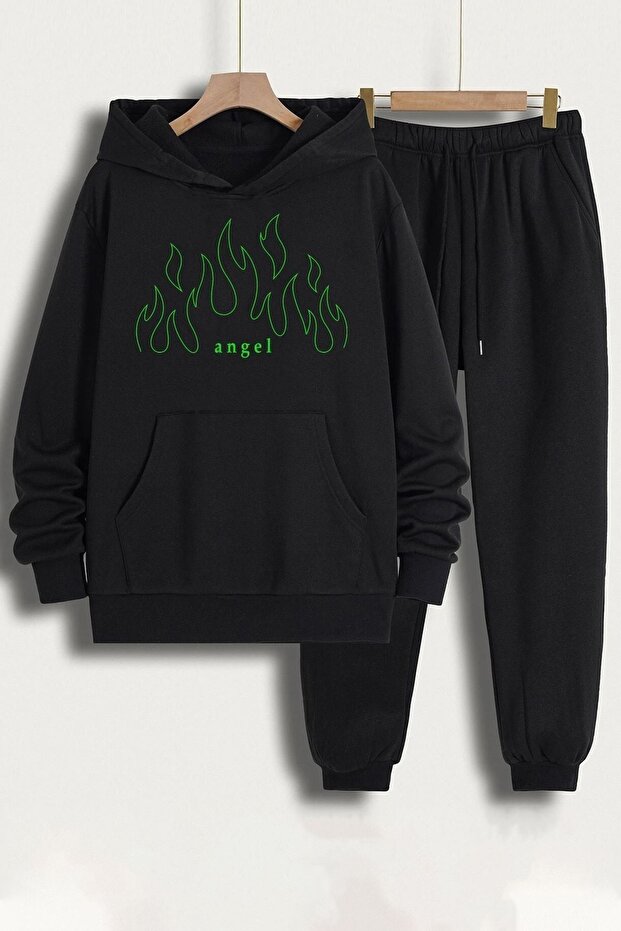 Unisex Green Angel Printed Tracksuit Set