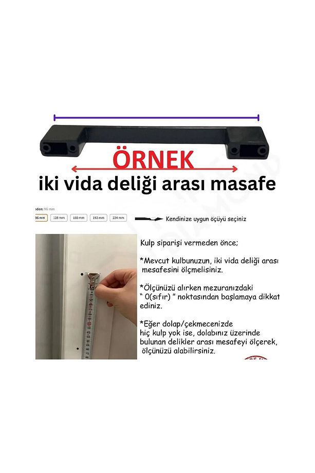 Kapı Dolap Vestiyer Çekmece Kulbu 192 MM ZAFER KULP SİYAH - 2