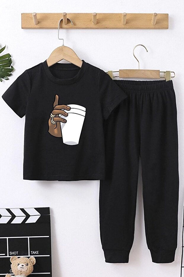 Kids Tupac Coffee Bottom - طقم بدلة رياضية علوية