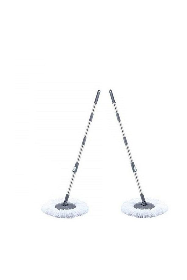 Döner Başlıklı Temizlik Seti 2 Adet Sap Ve Mikrofiber Püskül Yedek Mop - 1