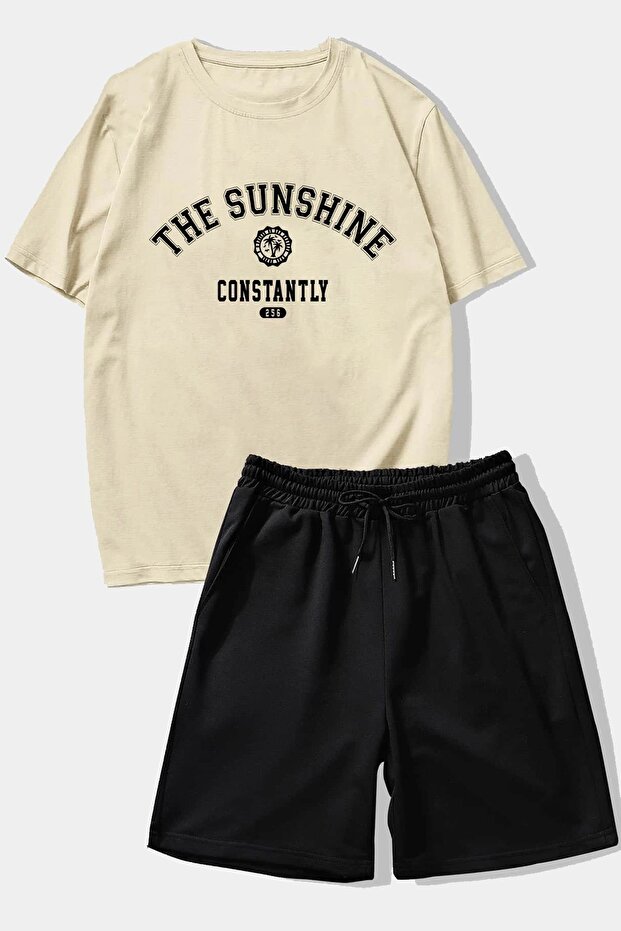 طقم شورت مطبوع عليه Sunshine بتصميم مريح للجنسين