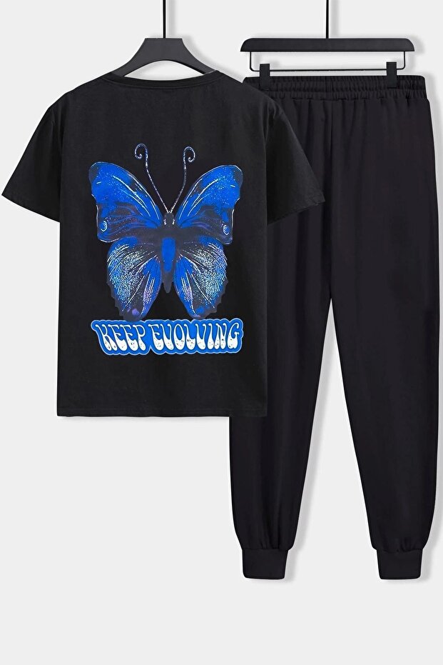 Unisex Butterfly Printed 2-Piece Tracksuit Set