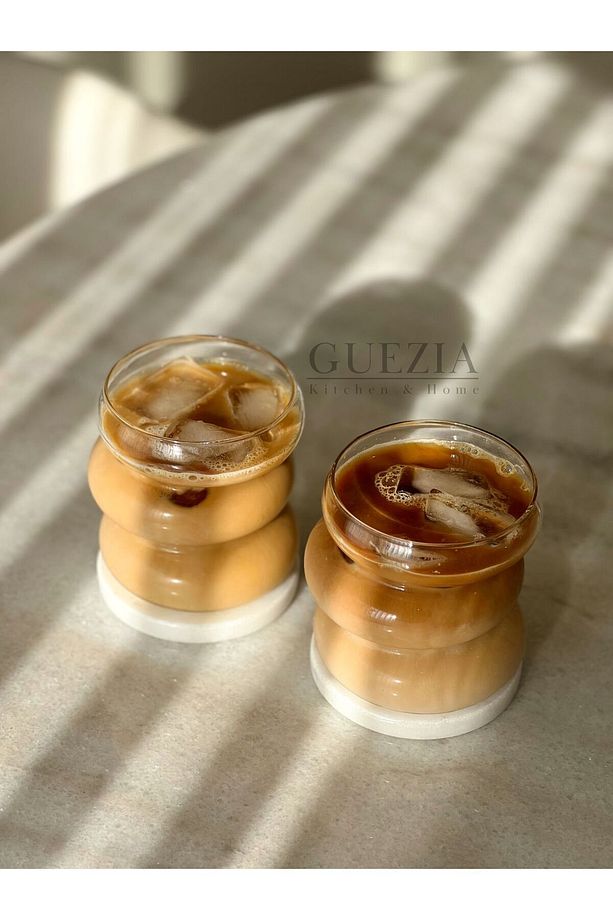 Asimetrik Şerit Stil İskandinav Bardak | Kahve Ve Sunum Kokteyl Bardağı | 450 ML | 2 ADET - 3