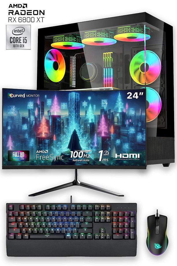 e-Vix Dryad i5-12400F 16GB 256GB M.2 NVMe 6800 XT GDDR6 16GB 24" Oyuncu Masaüstü Bilgisayarı - 1
