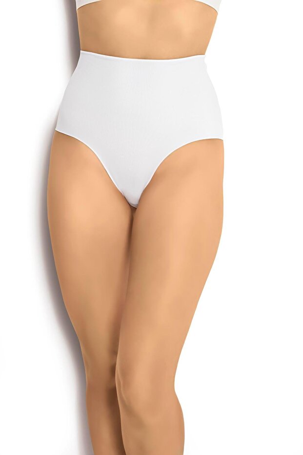 Women's White Laser Cut High Waist Panties 699