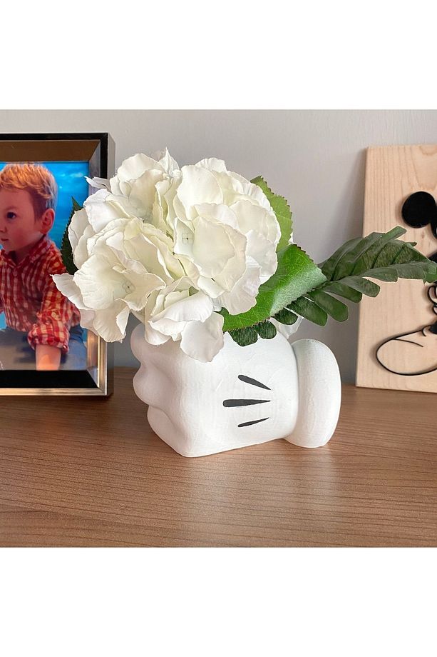 Mickey Mouse El Şeklinde Kalemlik Dekoratif Çok Amaçlı Kullanılabilir Saksı ve Fırçalık Organizer - 4