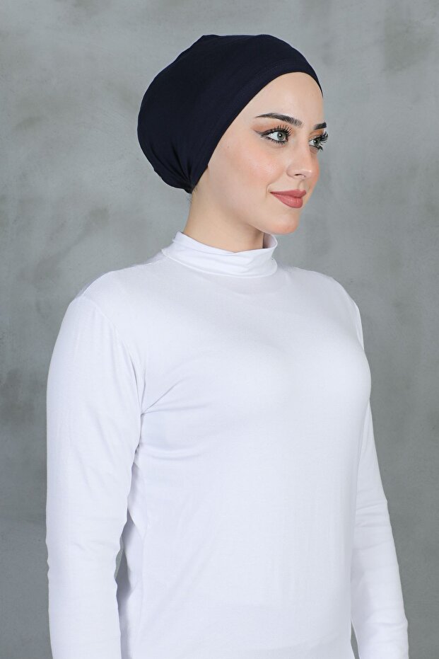 Dikişli Penye Bone Lacivert - 2