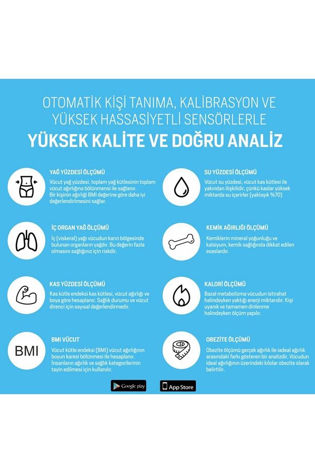 Ps01m Usb Şarjlı Led Ekranlı Vucüt Analizli Akıllı Tartı Baskül - 7