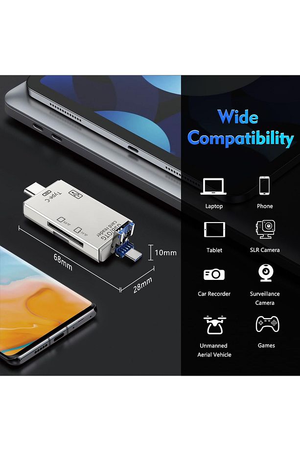 USB / Type-C /mikro USB Kart Okuyucu Card reader OTG USB 3.0   TF kamera Mini SD 6 IN 1 - 5