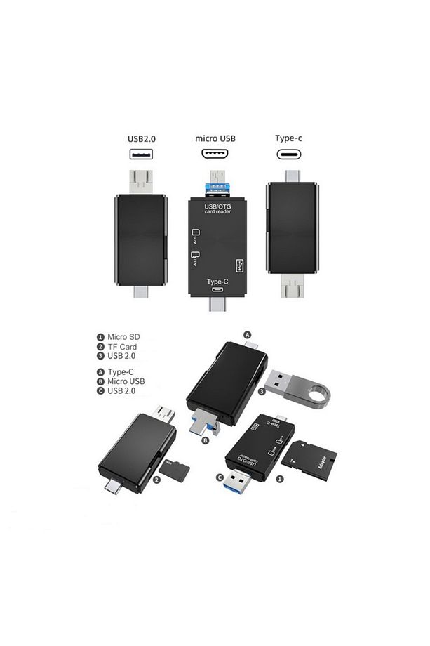 USB / Type-C /mikro USB Kart Okuyucu Card reader OTG USB 3.0   TF kamera Mini SD 6 IN 1 - 1