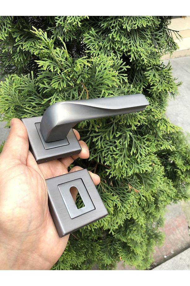 Lüx Noyan Kare Rozetli Kapı Kolu ( Oda ) Mat Andresit - 7