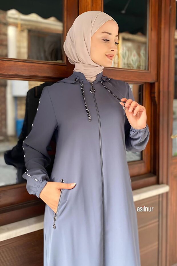 Mısra Leopard Patterned Ferace Smoked - 6