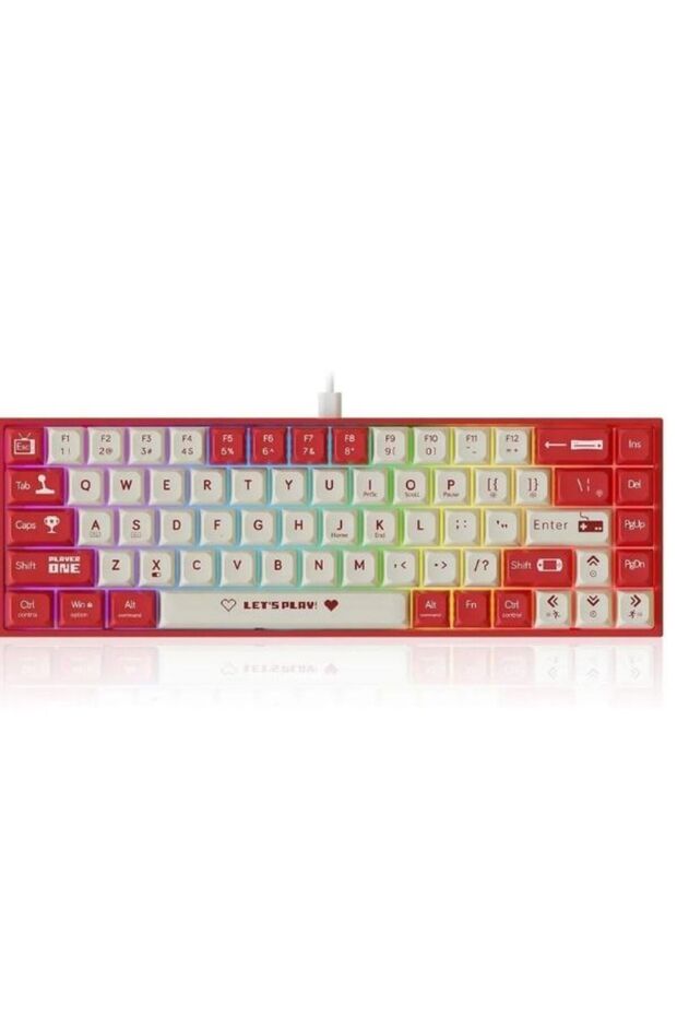 AK680 Kablolu Red Switch Mekanik Klavye-Rainbow Aydınlatma Hot-Swap - 1