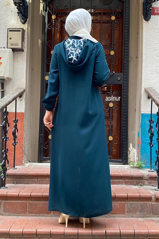 Mısra Leopard Patterned Ferace Emerald Green - 3