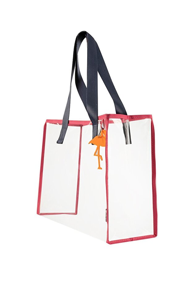 حقيبة شاطئ شفافة بنمط فلامنغو - مع الملحقات - 2