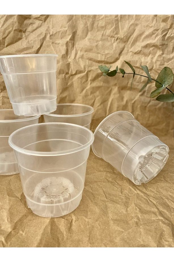Orkide Üretim Saksısı Şeffaf Orkide Çiçeği Saksı 3 Adet 0,75 Litre Tabaksız Delikli Saksılar - 4