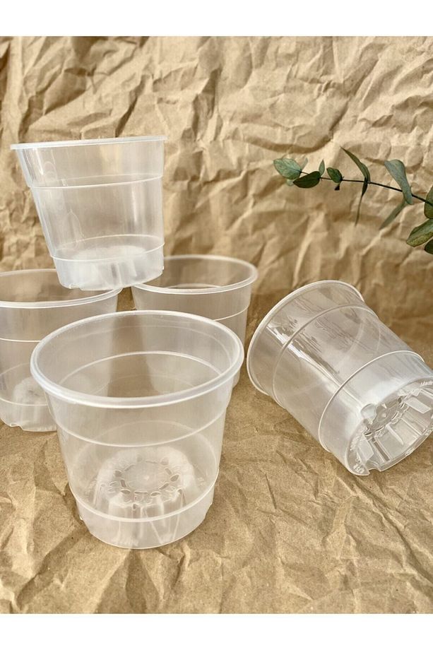 Orkide Üretim Saksısı Şeffaf Orkide Çiçeği Saksı 3 Adet 0,75 Litre Tabaksız Delikli Saksılar - 1