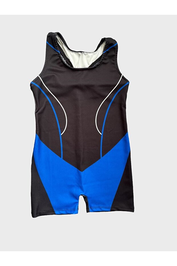 Black Turquoise Striped Swimsuit for Girls
