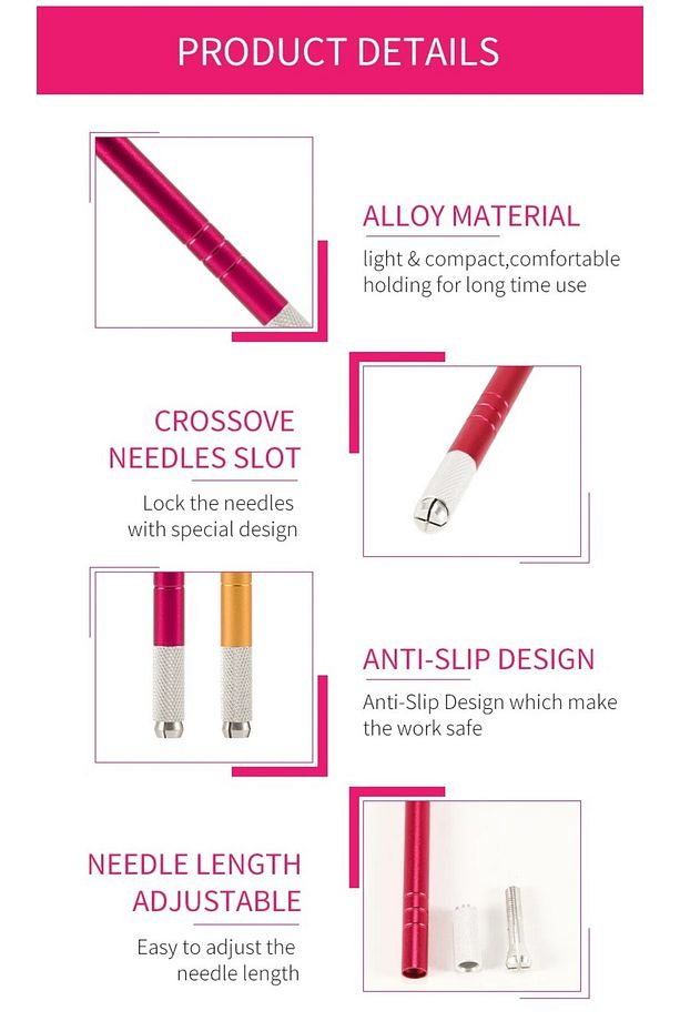 P.c.d Microblading 10 Adet 12 Pin iğne ve Kalem Kalıcı Makyaj Kaş Dövme Mikroblading Iğnesi Seti - 1